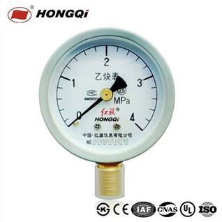 60 মিমি লোয়ার / পিছনে মাউন্ট স্টিল কেস অ্যাসিটিলিন প্রেসার গেজ 1/4 '' এনপিটি, জি 1/4 '', জেডজি 1/4 '' ± 2.5% নির্ভুলতা