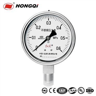 Hongqi 100mm(4")সেফটি ফ্লেমপ্রুফ/নন-লিকুইড ফিলিং প্রেসার গেজ, বটম মাউন্ট, থ্রেড কানেকশন, M20*1.5/OEM।